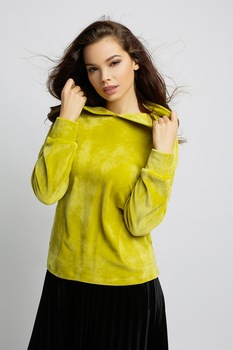 BAROCCA, Hanorac de catifea cu buzunare laterale, Verde lime BAROCCA, Hanorac de catifea cu buzunare laterale, Verde lime