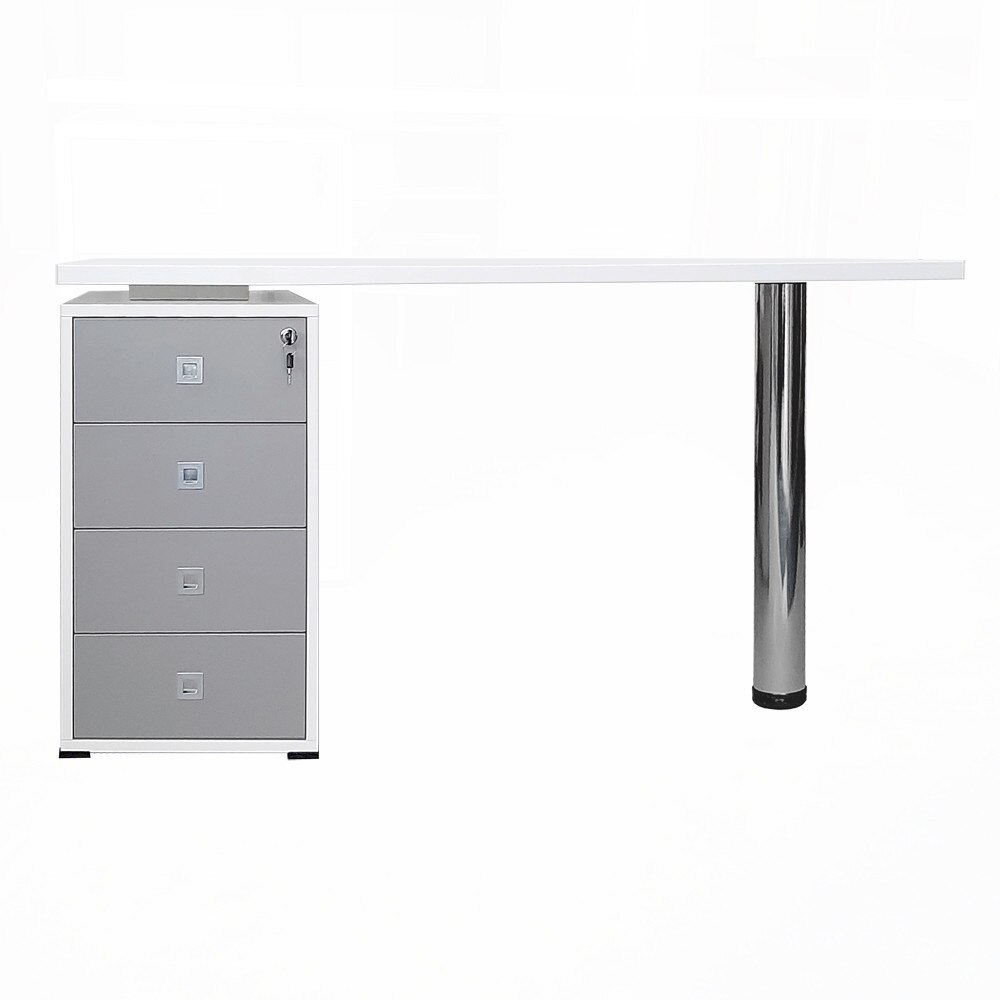 Birou Desiree new , pal alb si gri, 135 x 68 x 75 cm