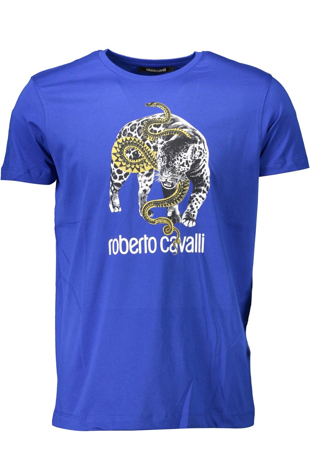 Tricou Roberto Cavalli , rotund , bumbac, albastru ,M