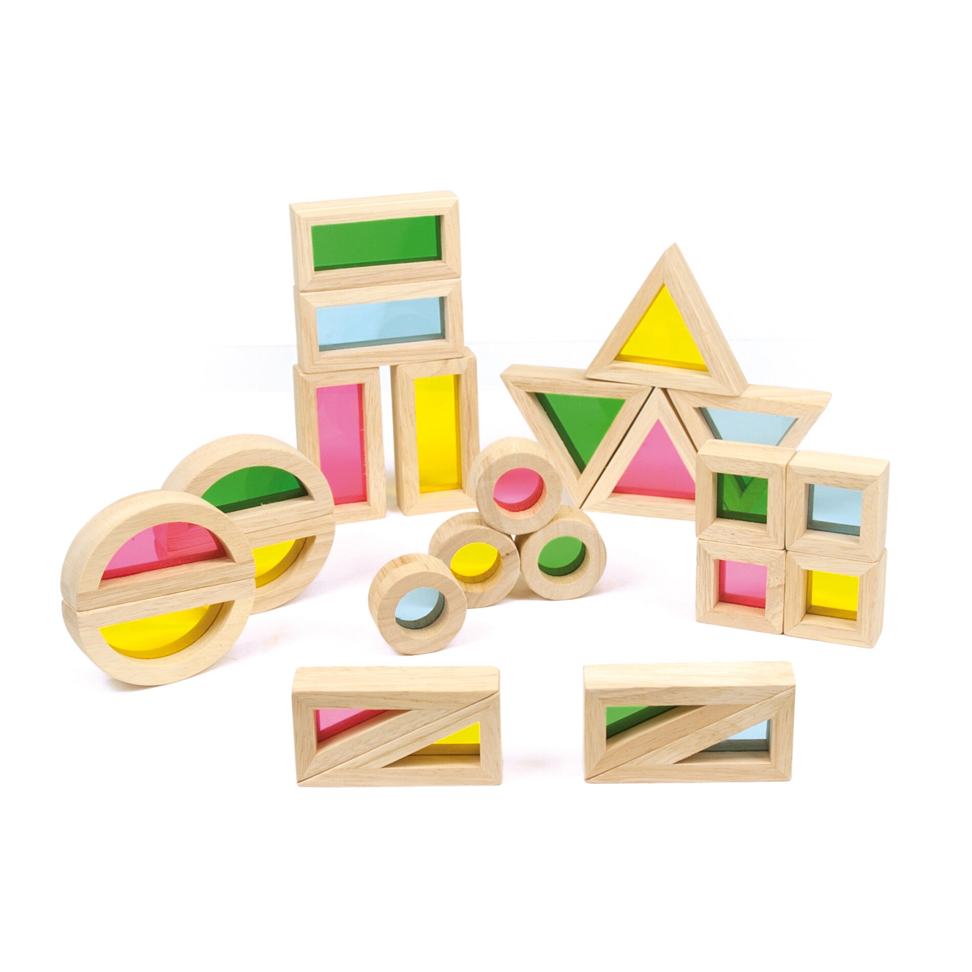 Set jucarie 24 cuburi din lemn, multicolor, Andreu Toys