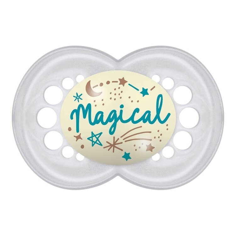 Suzeta pentru baieti MAM, Model Magical, Silicon, +6 luni, Alb