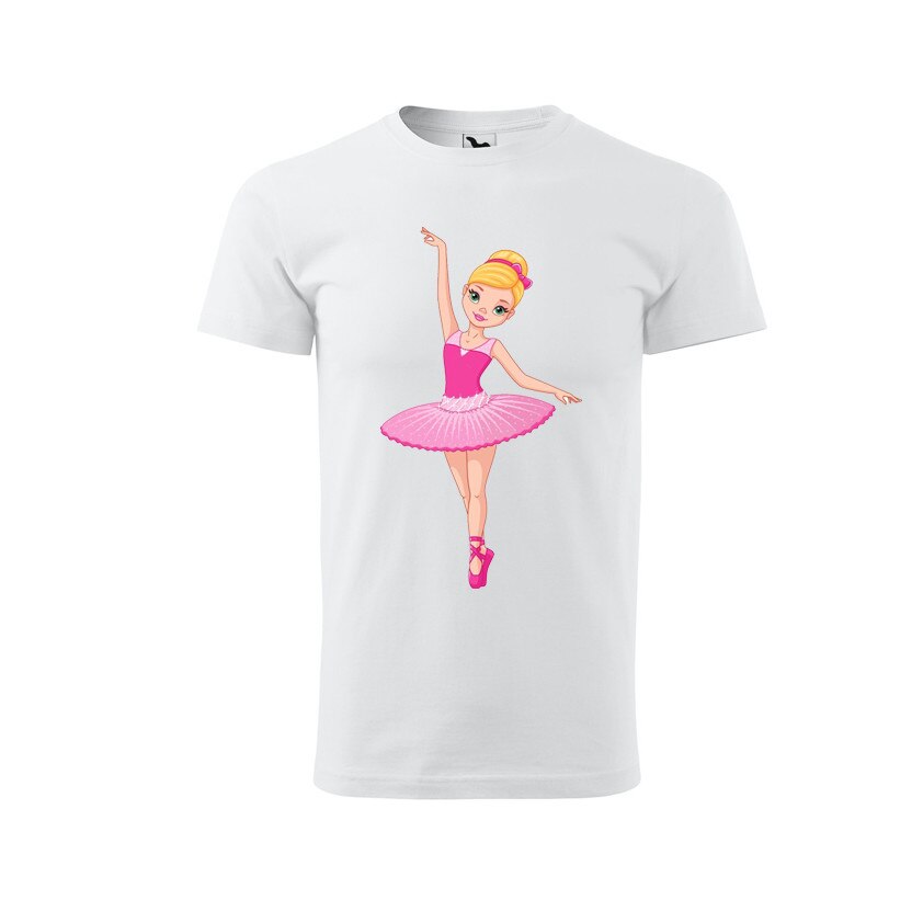 Tricou copii, print Balerina, Malfini, bumbac, alb