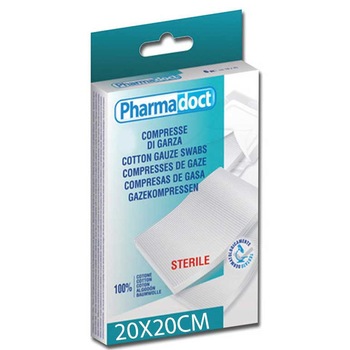 Comprese sterile din bumbac First Aid Pharmadoct, 10 buc 20x20cm Comprese sterile din bumbac First Aid Pharmadoct, 10 buc 20x20cm