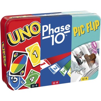 Joc de Societate 3 in 1 Mattel Games Uno Phase 10 Pic Flip Bundle Joc de Societate 3 in 1 Mattel Games Uno Phase 10 Pic Flip Bundle