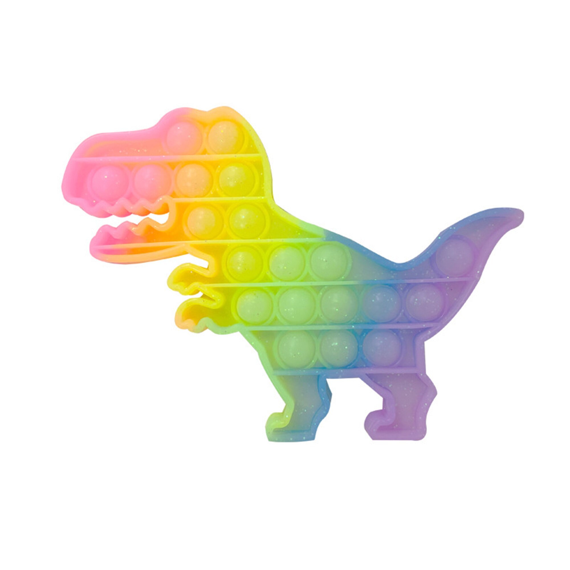 Jucarie interactiva antistres din silicon moale Pop it Now, Push Bubble , model dinozaur cu sclipici , multicolor Selling Depot ®