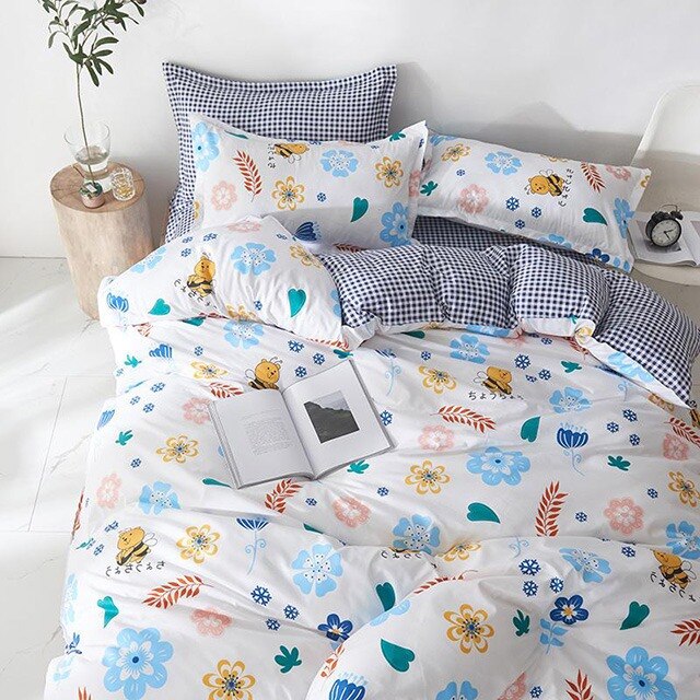 Lenjerie de pat, Pucioasa, Bumbac Satinat, 4 piese, 2 Persoane,061-P, 200 x 230cm