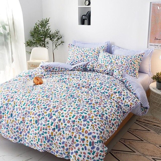 Lenjerie de pat, Pucioasa, Bumbac Satinat, 4 piese, 2 Persoane, 056-P, 200 x 230cm