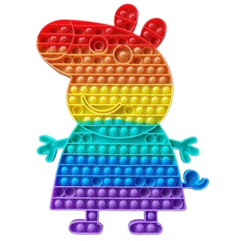 Jucarie interactiva antistres din silicon moale , Pop it Now JUMBO , 41x23 cm , model Peppa Pig , multicolor, Selling Depot ® Jucarie interactiva antistres din silicon moale , Pop it Now JUMBO , 41x23 cm , model Peppa Pig , multicolor, Selling Depot ®