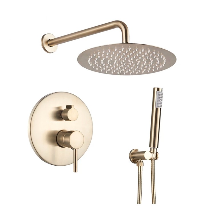 Set baterie dus, Blackswan, Tip M69.4, model auriu mat, dimensiune 40 cm