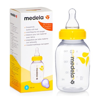 Biberon Medela, 150 ml, S, +0 luni, Galben Biberon Medela, 150 ml, S, +0 luni, Galben