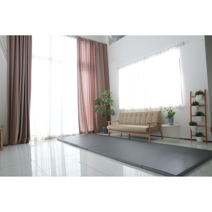 Covor de protectie Caraz Signature Solid, Pliabil, 8 straturi de absorbtie a socului, 200 x 110 x 4 cm, Gri