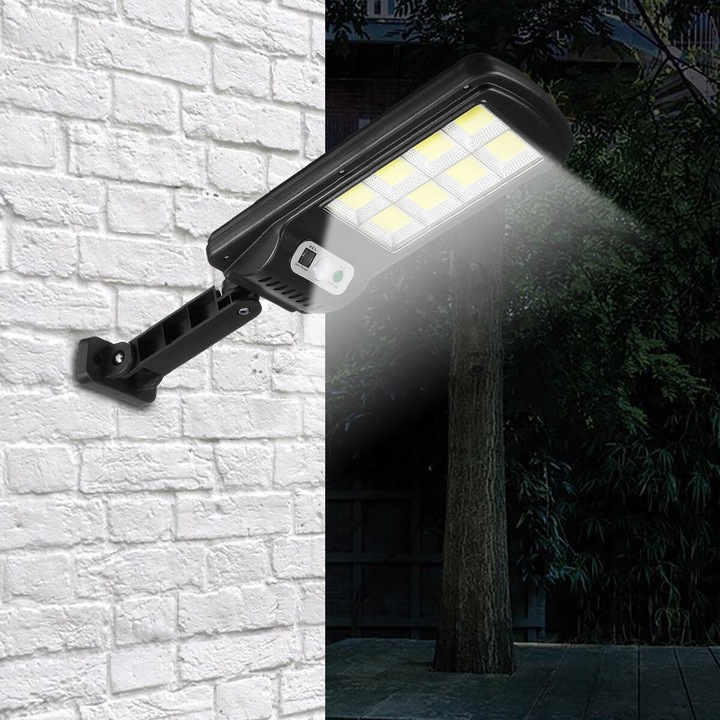 Lampa cu Incarcare Solara 150W, 160 LED-uri COB, telecomanda, senzor de miscare/lumina GreenSun