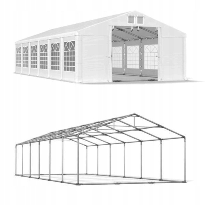 Pavilion Sátor 6x12m, szuper professzionális, megerősített fém váz, PVC vitorlavászon 12 ablakkal, események, esküvők