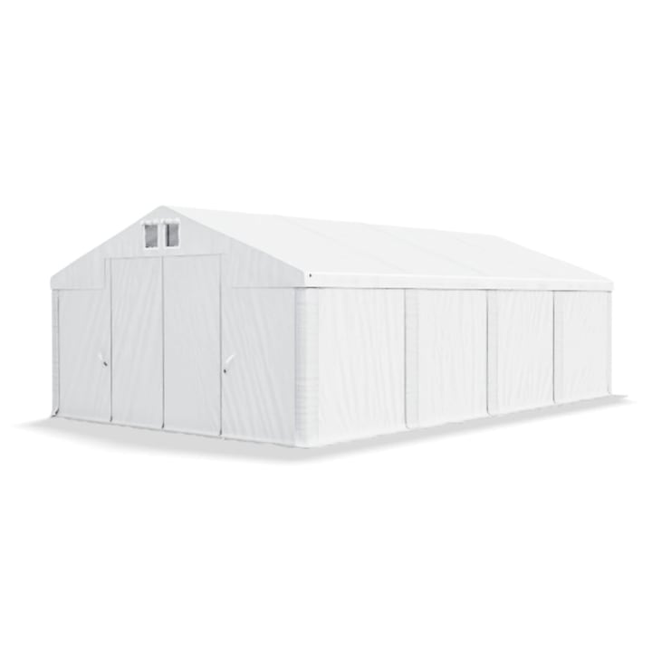 Ipari sátor, raktár tipusú,6x12m,stabil szerkezet,PVC 560 g/m2, fehér