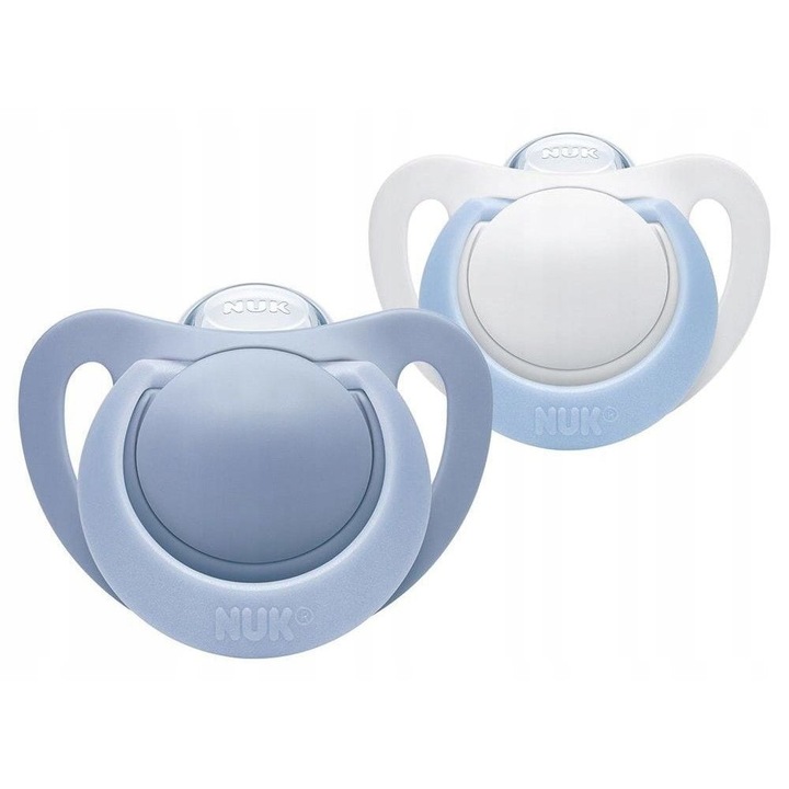 Set 2 tetine NUK, Silicon, 0-6 luni, Albastru
