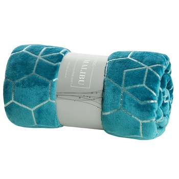 Cuvertura de Pat, Patura pled, Eurofirany, 150X200, MALIBU, Turcoaz inchis/ Argintiu Cuvertura de Pat, Patura pled, Eurofirany, 150X200, MALIBU, Turcoaz inchis/ Argintiu