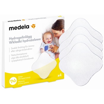Tampoane reutilizabile cu hidrogel pentru san Medela, 4 buc, Alb Tampoane reutilizabile cu hidrogel pentru san Medela, 4 buc, Alb