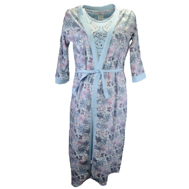 Set 2 piese camasa de noapte pentru alaptat si halat Nicoletta 7259, Multicolor XL