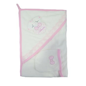 Prosop cu gluga 90 x 75 cm Mini Junior 90-53AB, Alb 90 x 75 cm Prosop cu gluga 90 x 75 cm Mini Junior 90-53AB, Alb 90 x 75 cm