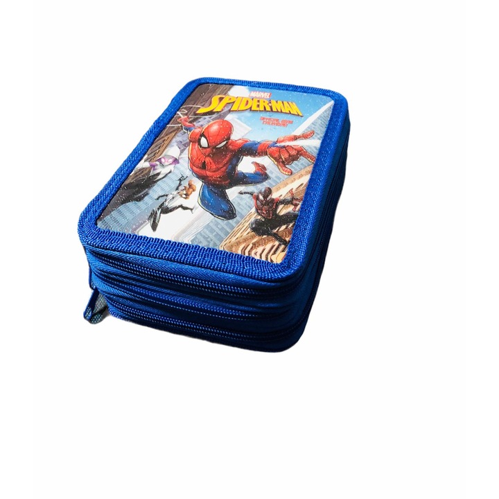 Penar echipat Spiderman, 3 compartimente, 34 piese, 19 x 14,5 x 6 cm, Like Store