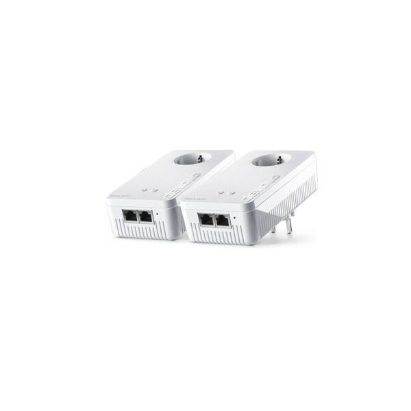 Set cu 2 adaptor WiFi Mesh, devolo Mesh WiFi 2 Starter Kit, 1200 Mbps, Access Point, WiFi booster, 2x Gigabit Port, alb