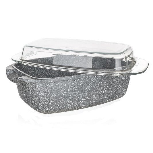 Tava Roster Banquet Granite cu capac de sticla si suprafata antiaderenta 5.7l