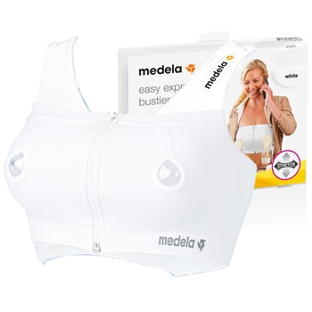 Bustiera Medela, Compatibil cu pompele de alaptare, Nailon/Elastan, Alb Bustiera Medela, Compatibil cu pompele de alaptare, Nailon/Elastan, Alb