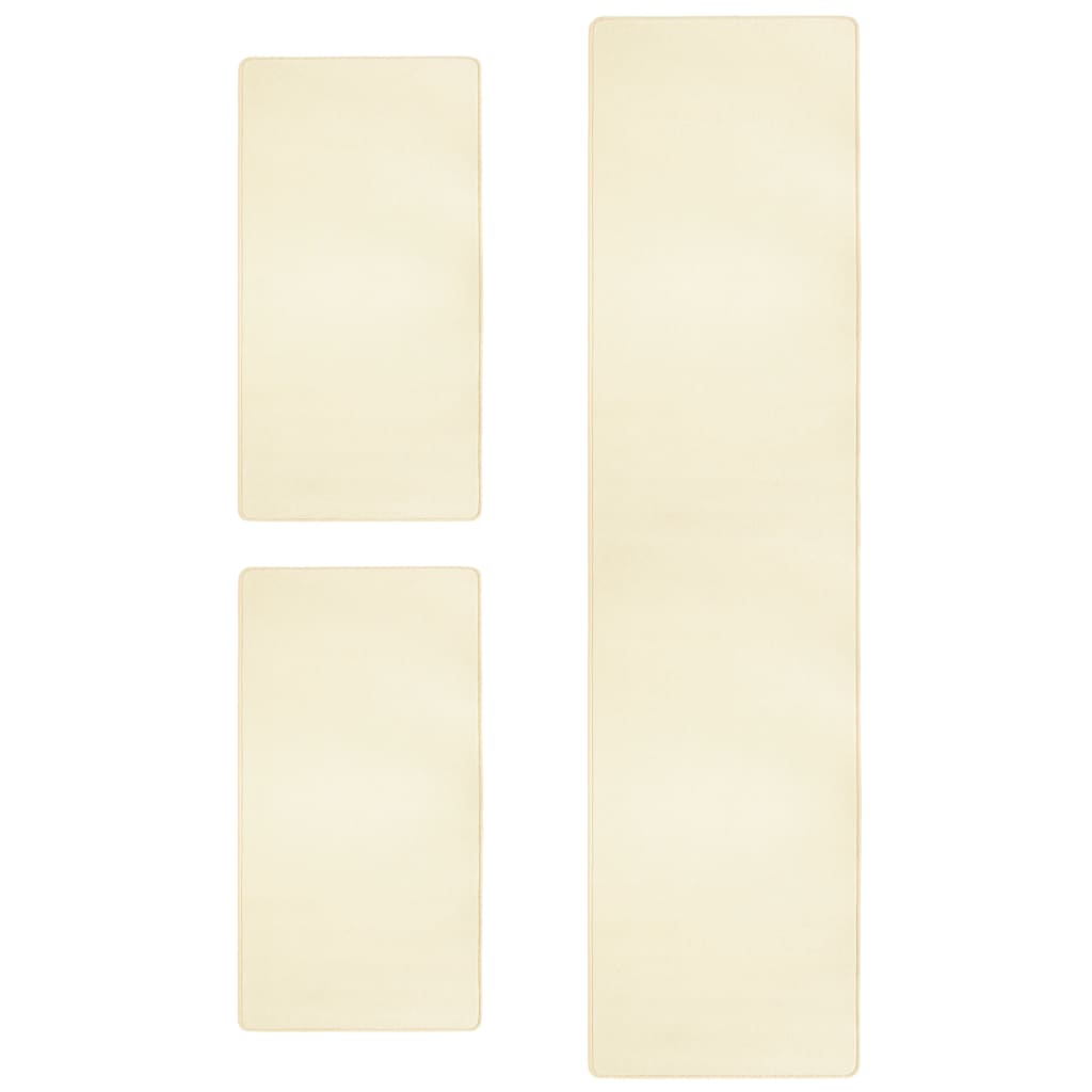 Set de 3 covoare de pat latoase vidaXL, Polipropilena, 70 x 250 cm + 60 x 100 cm, Crem