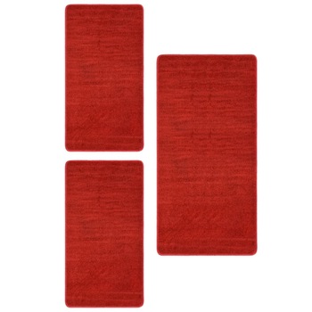 Set de 3 covoare de pat latoase vidaXL, Polipropilena, 100 x 200 cm + 70 x 140 cm, Rosu Set de 3 covoare de pat latoase vidaXL, Polipropilena, 100 x 200 cm + 70 x 140 cm, Rosu