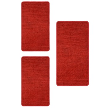 Set de 3 covoare de pat latoase vidaXL, Polipropilena, 70 x 140 cm + 60 x 100 cm, Rosu Set de 3 covoare de pat latoase vidaXL, Polipropilena, 70 x 140 cm + 60 x 100 cm, Rosu