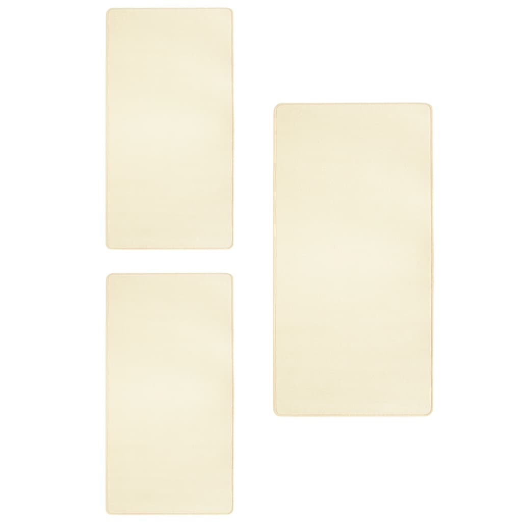 Set de 3 covoare de pat latoase vidaXL, Polipropilena, 70 x 140 cm + 60 x 100 cm, Crem