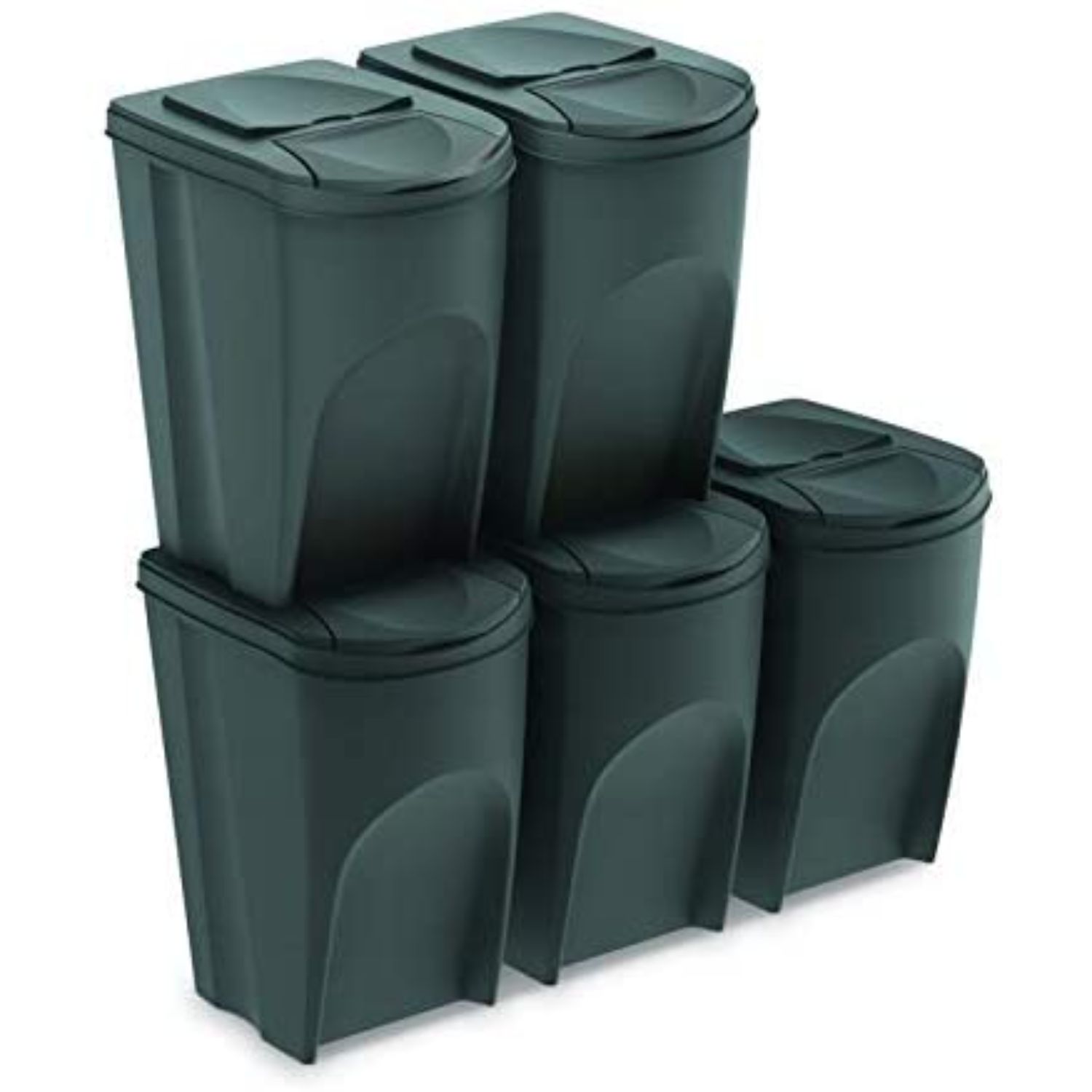 Set 5 buc cosuri de sortare selectiva a deseurilor Prosperplast Sortibox 5x35L - antracit