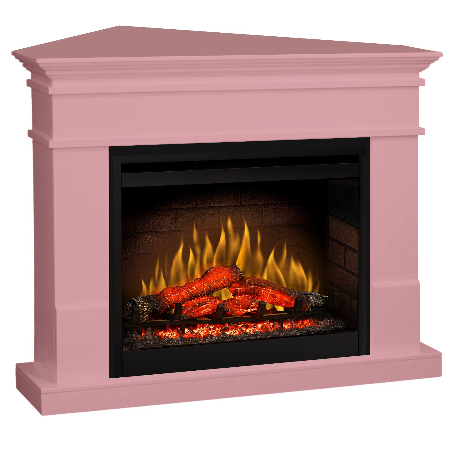 Semineu electric Lisabona Drept/Colt Pale Pink cu focar electric 3D Dimplex Optiflame DF2608 si sunet