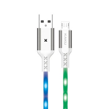 Cablu Micro USB, Iluminat cu Led Voice Control, 3.2A, 1M, Kaku, Alb Cablu Micro USB, Iluminat cu Led Voice Control, 3.2A, 1M, Kaku, Alb