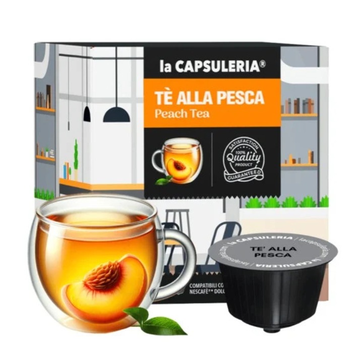 Capsule Ceai de Piersici La Capsuleria, 16 capsule, compatibile cu Dolce Gusto