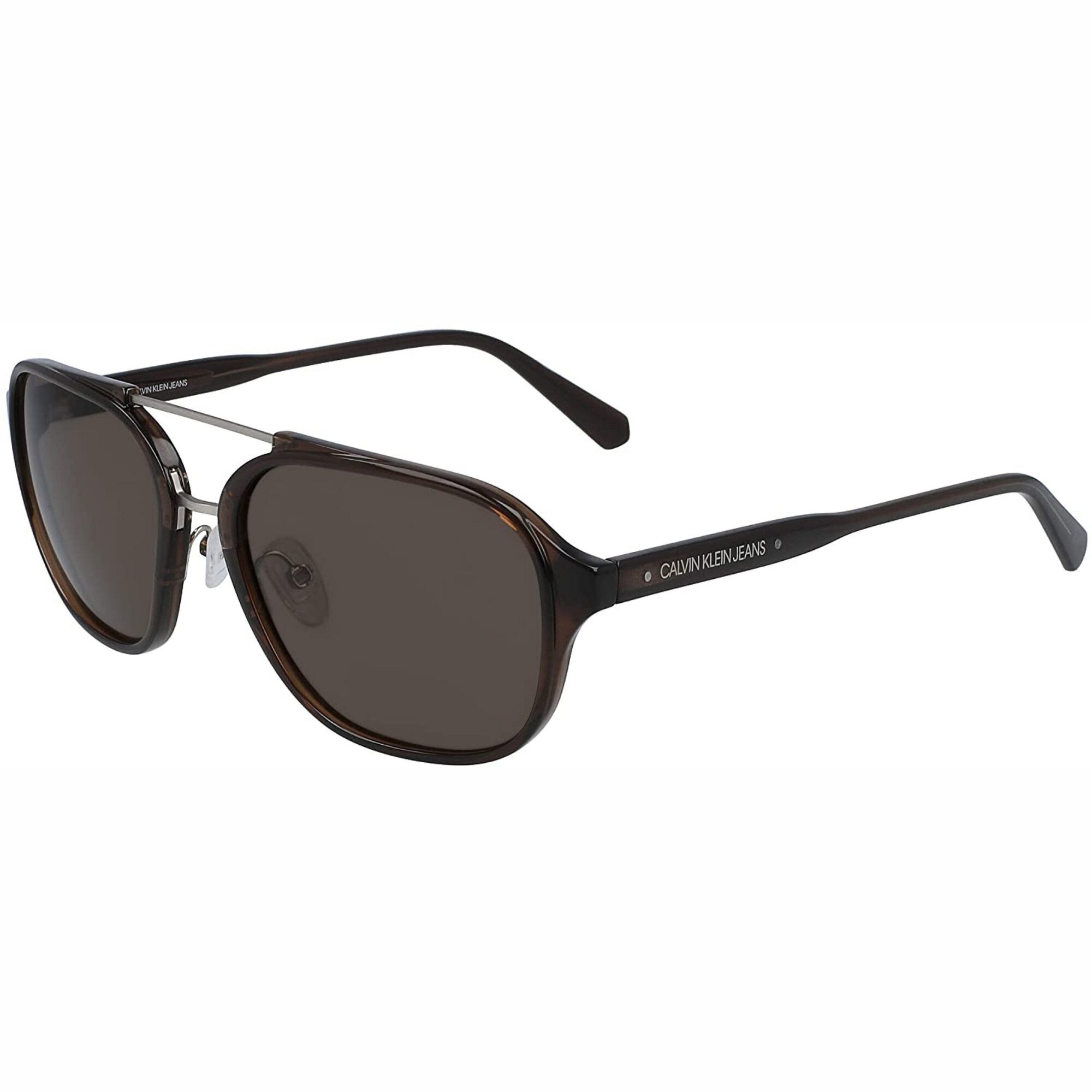 Ochelari de soare barbati Calvin Klein Jeans Shiny Crystal Brown/Mirrored Brown CKJ19517S-201