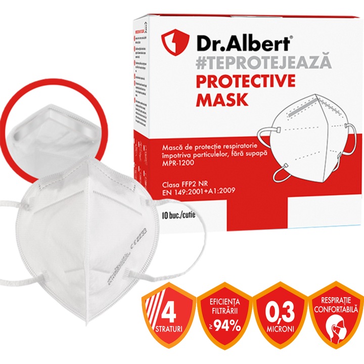 Set 10 Masti de protectie respiratorie FFP2 Dr. Albert