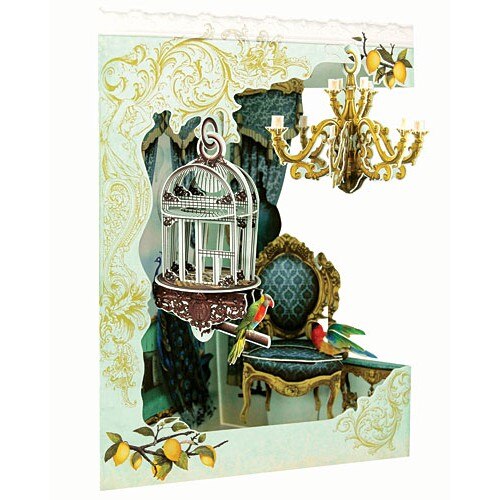 Candelabru si Pasare in colivie - Felicitare 3D Swing Cards