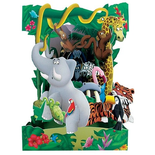 Felicitare 3D Swing Cards dinamica model-Animale din jungla