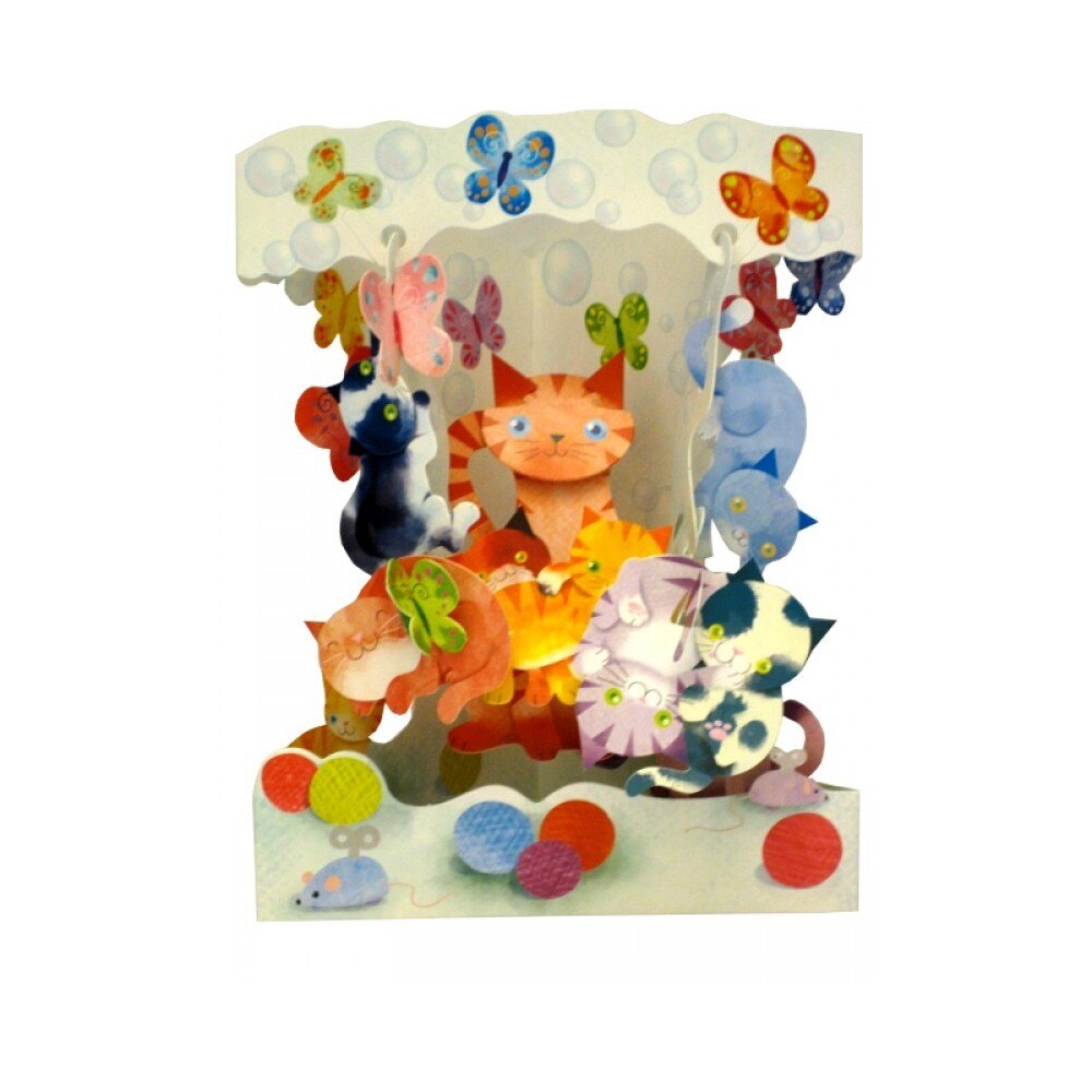 Felicitare 3D Swing Cards dinamica model-Pisici jucause