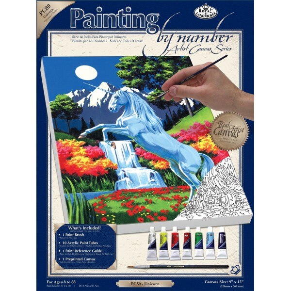 Set pictura pe numere sasiu pe panza, Royal Langnickel, 09 – Unicorn, 228 x 304 x 25 mm