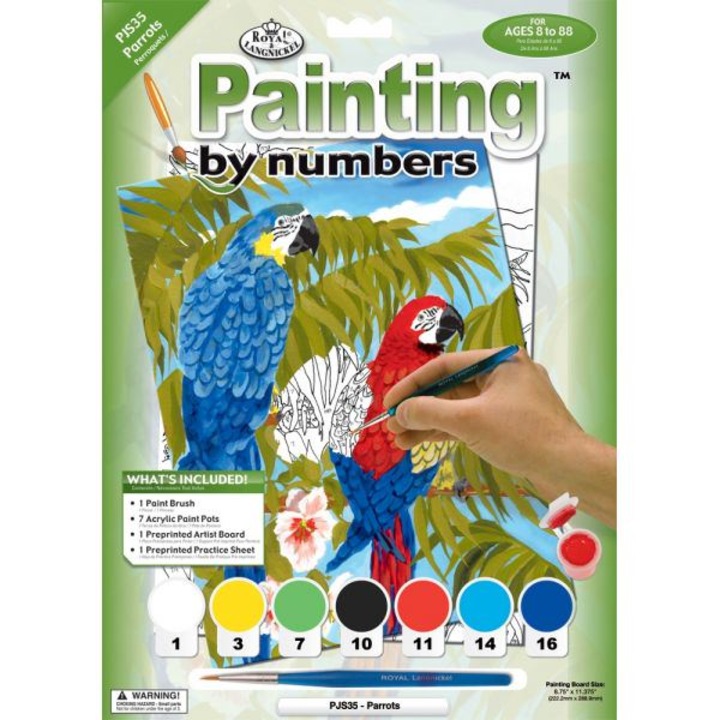 Set pictura pe numere, Royal Langnickel, 35 – Papagali, 30 x 23cm
