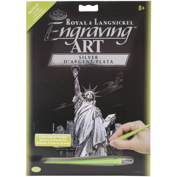 Set gravura cu efect argintiu, Royal Langnickel, Statuia Libertatii