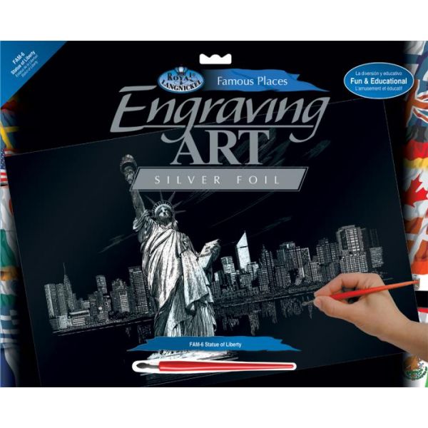 Set gravura, Royal Langnickel – Locuri celebre, 06 – Statuia libertatii, 29 cm x 40 cm