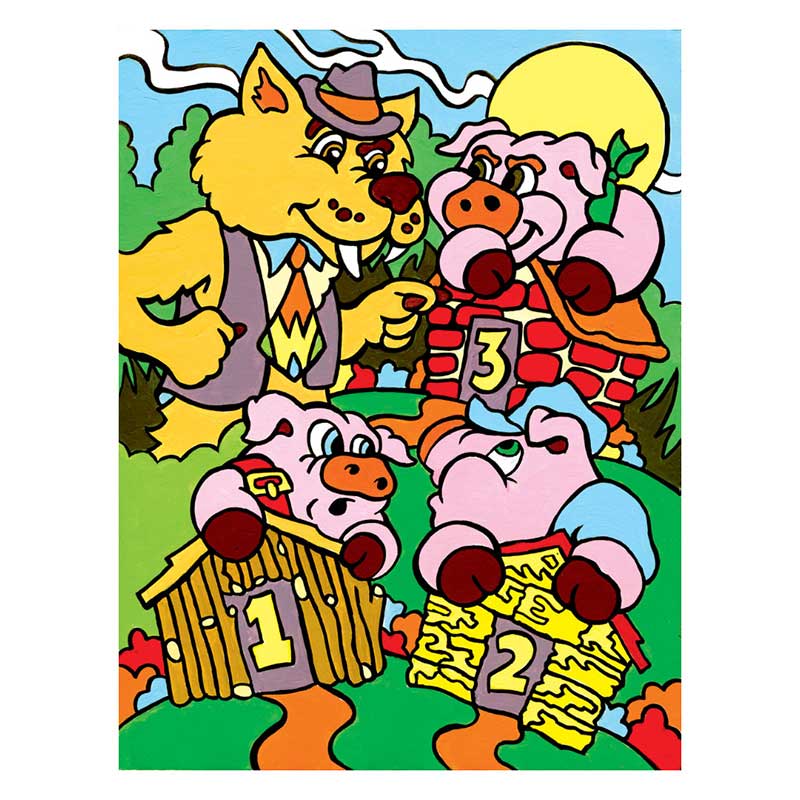 Set pictura pe numere pentru copii, Royal Langnickel, MFP12 Purcelusii & Lupul, 30 x 23 cm