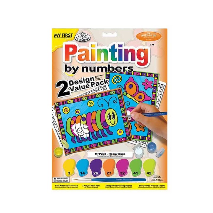 Set pictura pe numere pentru copii, Royal Langnickel, MFP202 Insecte fericite, Duo Pack, 30 x 23 cm