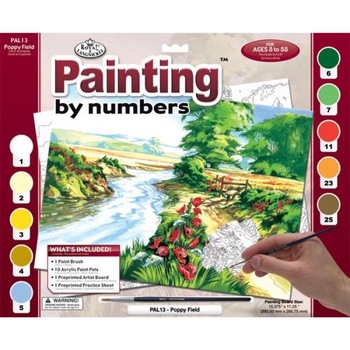 Set pictura pe numere adulti, Royal Langnickel, 13 – Camp cu maci Set pictura pe numere adulti, Royal Langnickel, 13 – Camp cu maci