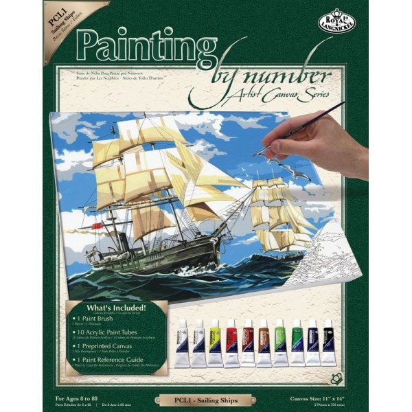 Set pictura pe numere sasiu pe panza, Royal Langnickel, 1 – Corabii