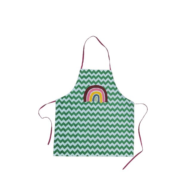 Sort bucatar din bumbac, Rice, model ZigZag verde, 83x70cm