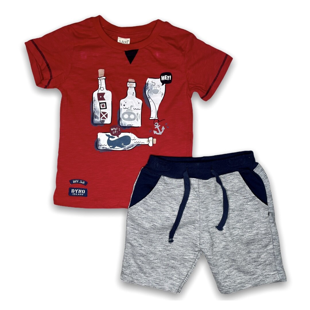 Compleu sport modern baieti, rosu, Gri / Rosu, 92 CM